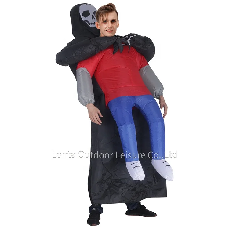 Funny Toy Outfit Halloween Costume Horror Suit Ghost Mascot Costume Fancy Dress Parade Death Inflatable Costume For Adults