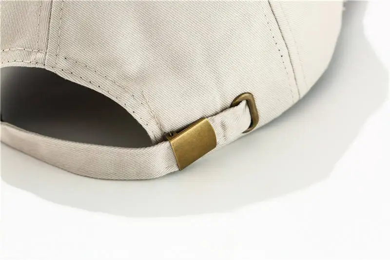 Wholesale 6 Panel 100% Cotton Custom No Brand 3D Embroidery LOGO Letters Brass Buckle Adjuster Baseball Cap