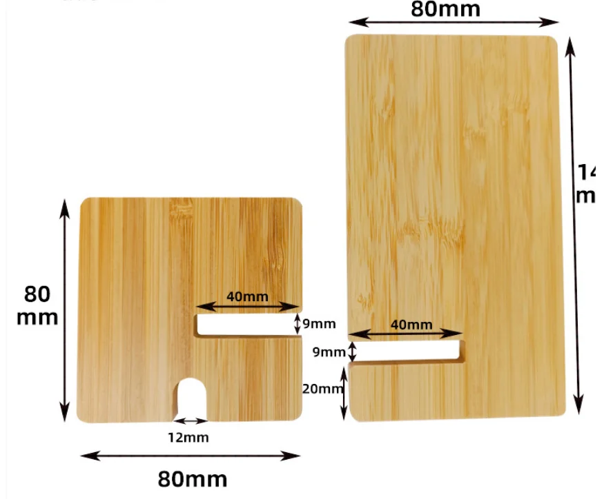 Custom Logo Natural Bamboo Wooden Desk Charging Mobile Cellphone Stand Table Bed Smart Phone Holder Phone Dock