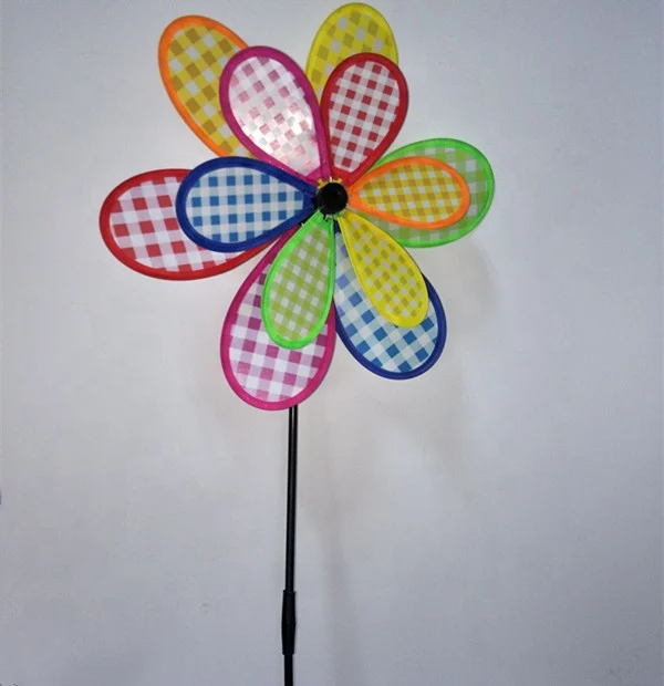 Garden decorations outdoor double flower windmill