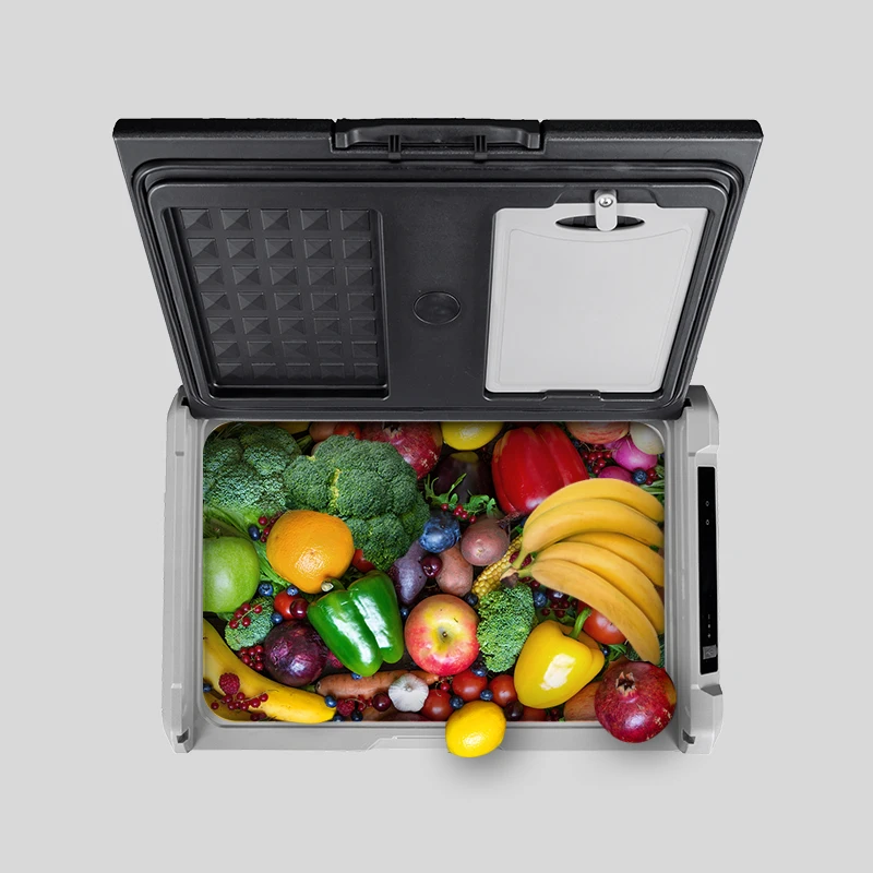 TS60 Portable Car Fridge With DC 12v/24v  LED display touch control panel solar car fridge freezer for car home truck cooler box