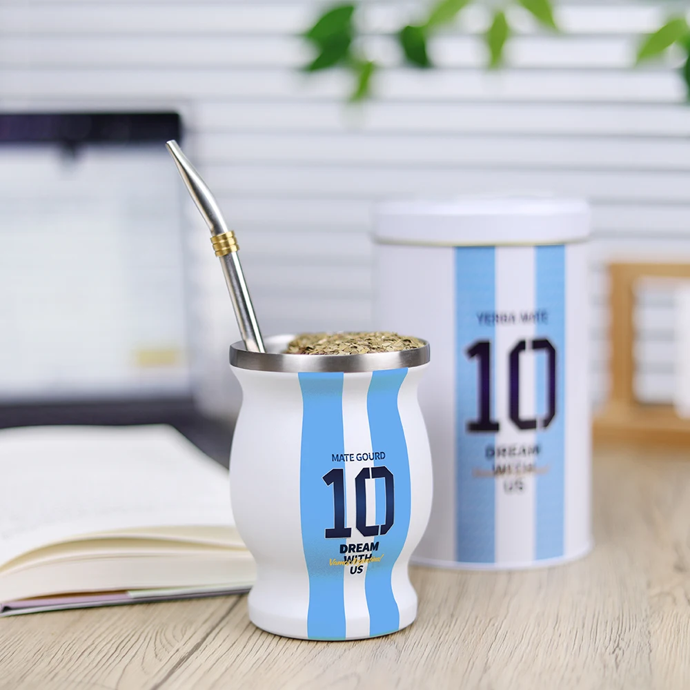 Кубок аргентинского футбола Geschenkset Flasche mit Tasse water coffee yerba mate кружка в подарок с контейнером для чая