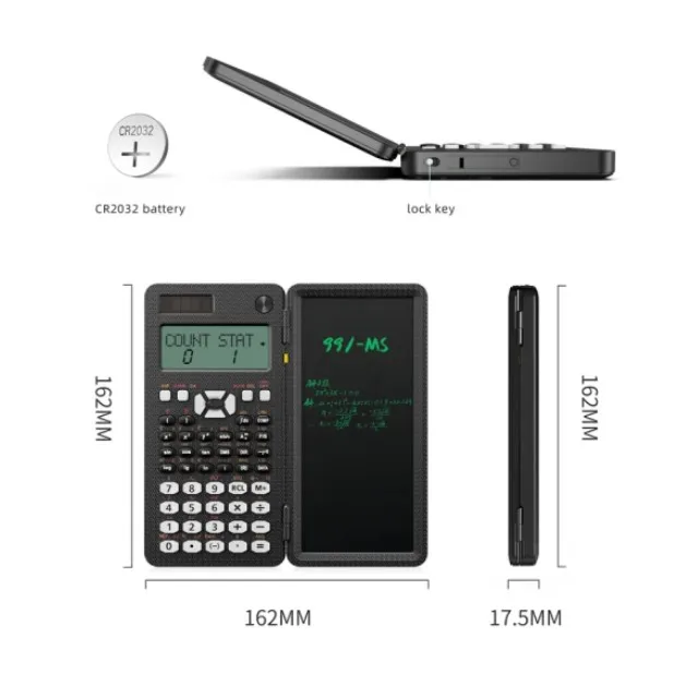 Wholesale lcd writing tablet board calculate fractions calculators solar 349 functions custom scientific calculator with notepad