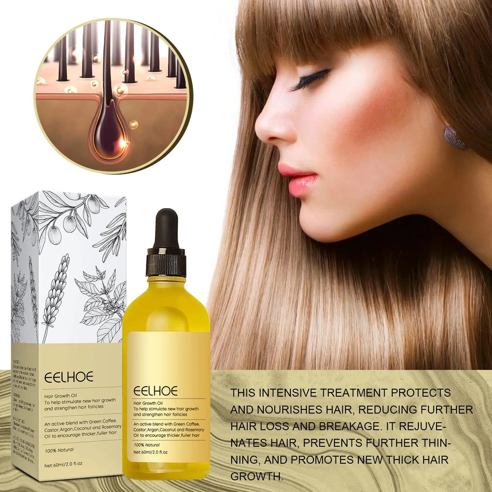 Hot Sale Repair hair damage Natural Organic Rosemary Essential Oil Nourish grow hair care oil Rosemary Dense Hair Essential Oil