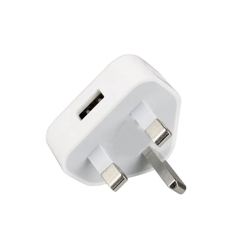 Hot Sale UK 3 Pin Plug 5V 1A USB Power Adapter 5W Wall Charger for Smart Mobile Phone