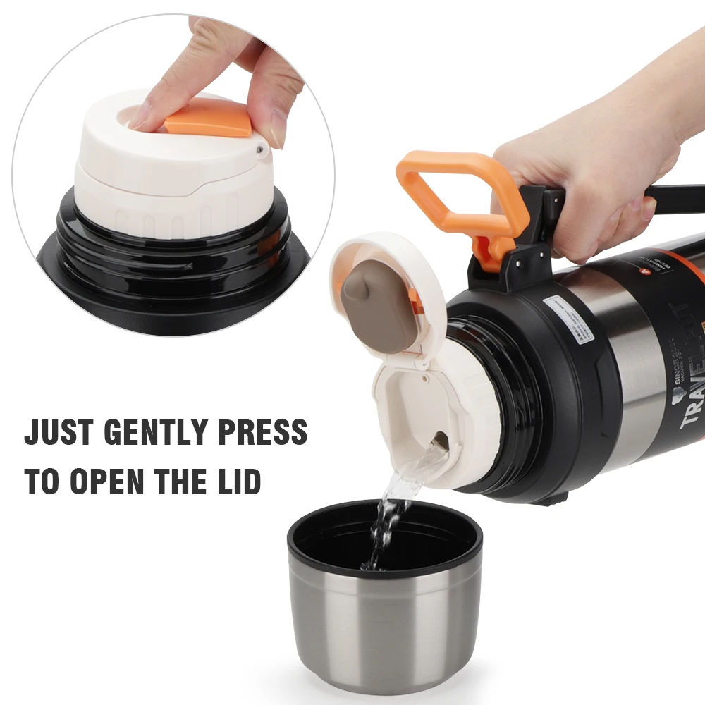 2000ml Large Capacity Wholesale Double wall Stainless Steel Insulated Vacuum Thermos Travel Pots with Handle