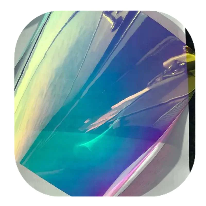 High Quality PVC Mirrored Shiny Vinyl Rainbow Iridescent Magical Lamination Decorative Film Roll For Furniture Umbrella Bags