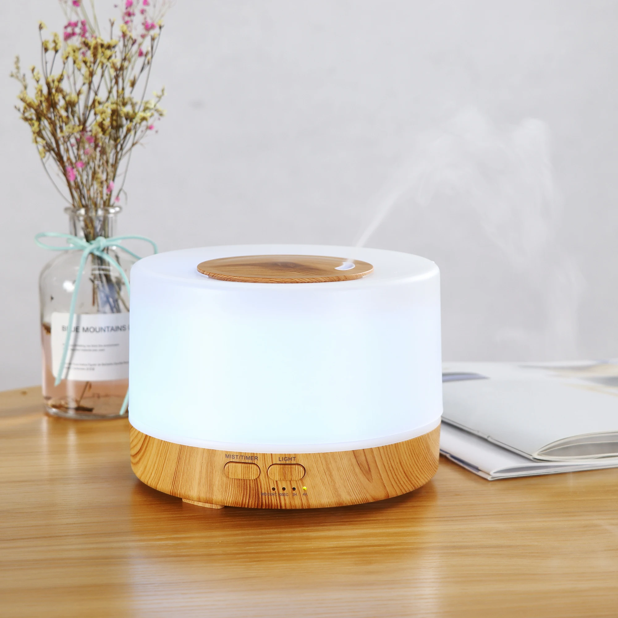 Hot Selling Wood Ultrasonic Air Humidifier 500ml Cool Mist Humidifier Diffuser Essential Oil Aroma Diffuser