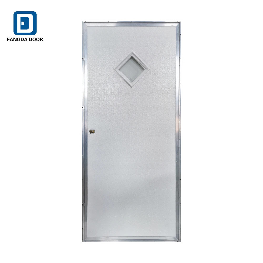 Fiberglass exterior door with glass Outswing metal frame aluminum frame for Mobile home Walking door