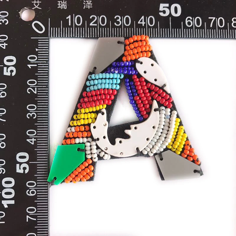 fashion colorful bead sew on alphabet patches handmade beading A-Z letter patches for garment clothing embellishment