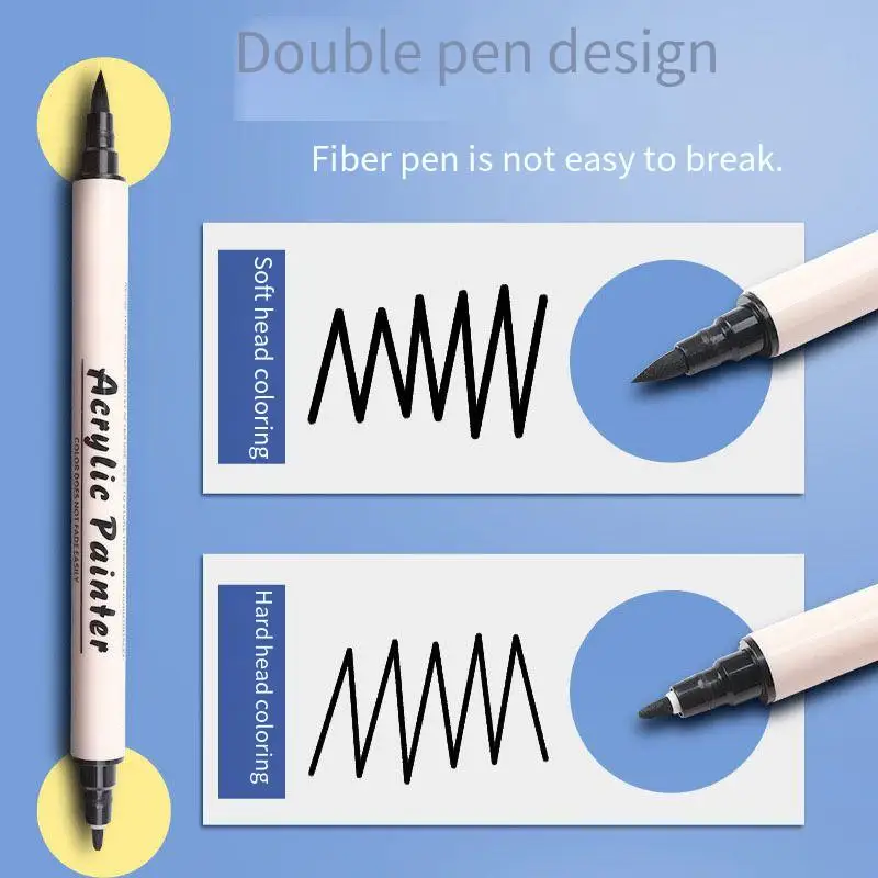 Manufacturer Wholesale Double-headed Acrylic Marker Soft Brush Waterproof DIY Student Painting Pen Graffiti 24 Color Marker Pen