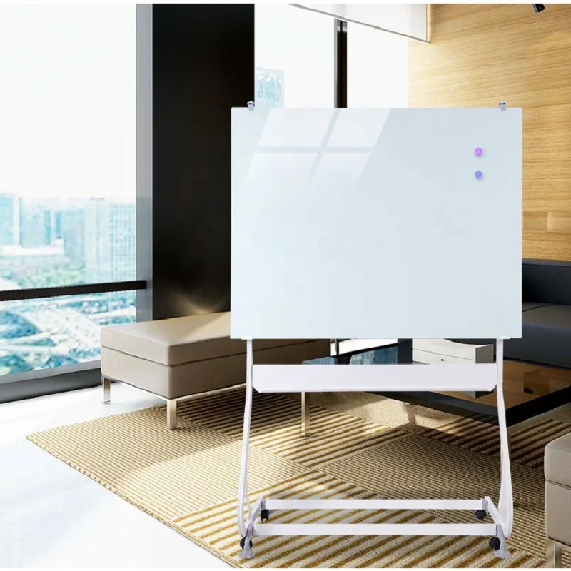Glossy doublesided magnetic mobile whiteboard with stand for classrooms with fast shipment