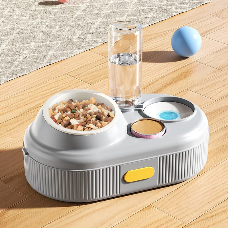 Customized multifunctional cat feeder for pets feeding water dual bowl anti overturning ceramic cat bowl dog basin