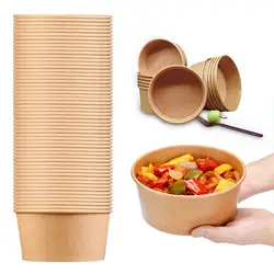 1050ml Chinese Lunch kraft Disposable Take Away Food Tableware Paper Salad Bowl