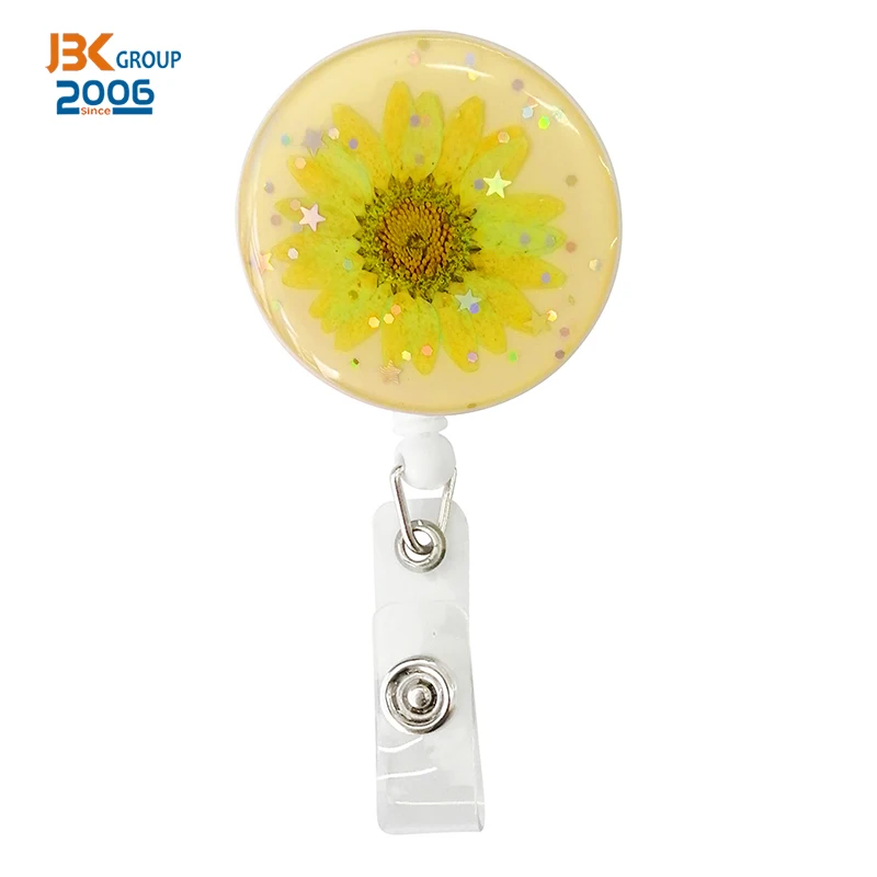 Crystal Rhinestone  Badge Reel Retractable Badge Clip with Alligator Clip Nylon Cord