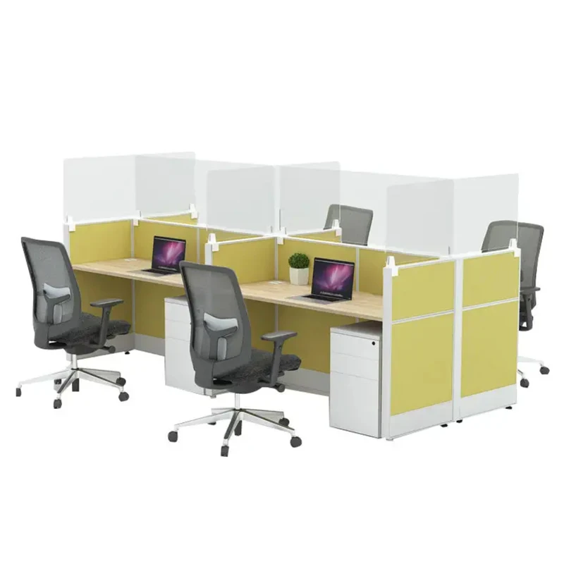High Quality Clear Office Partition Freest And Workstations Modular Office Divider Glass Office Partition 4 Person Cubicles Desk