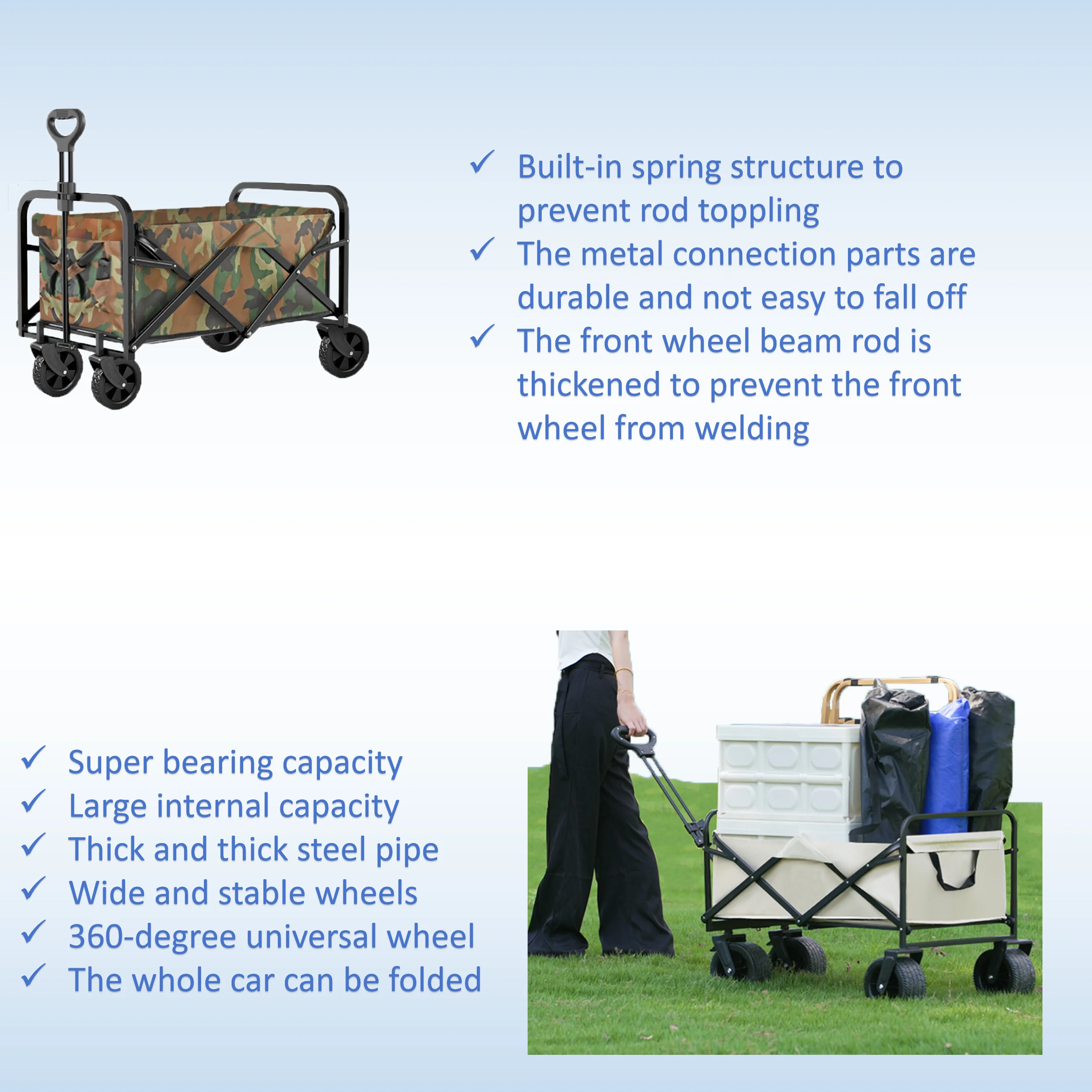 Wholesale Outdoor Garden Beach Trolley fishing folding Camping Cart Wagon Portable Shopping tour hand luggage Cart Trolleys