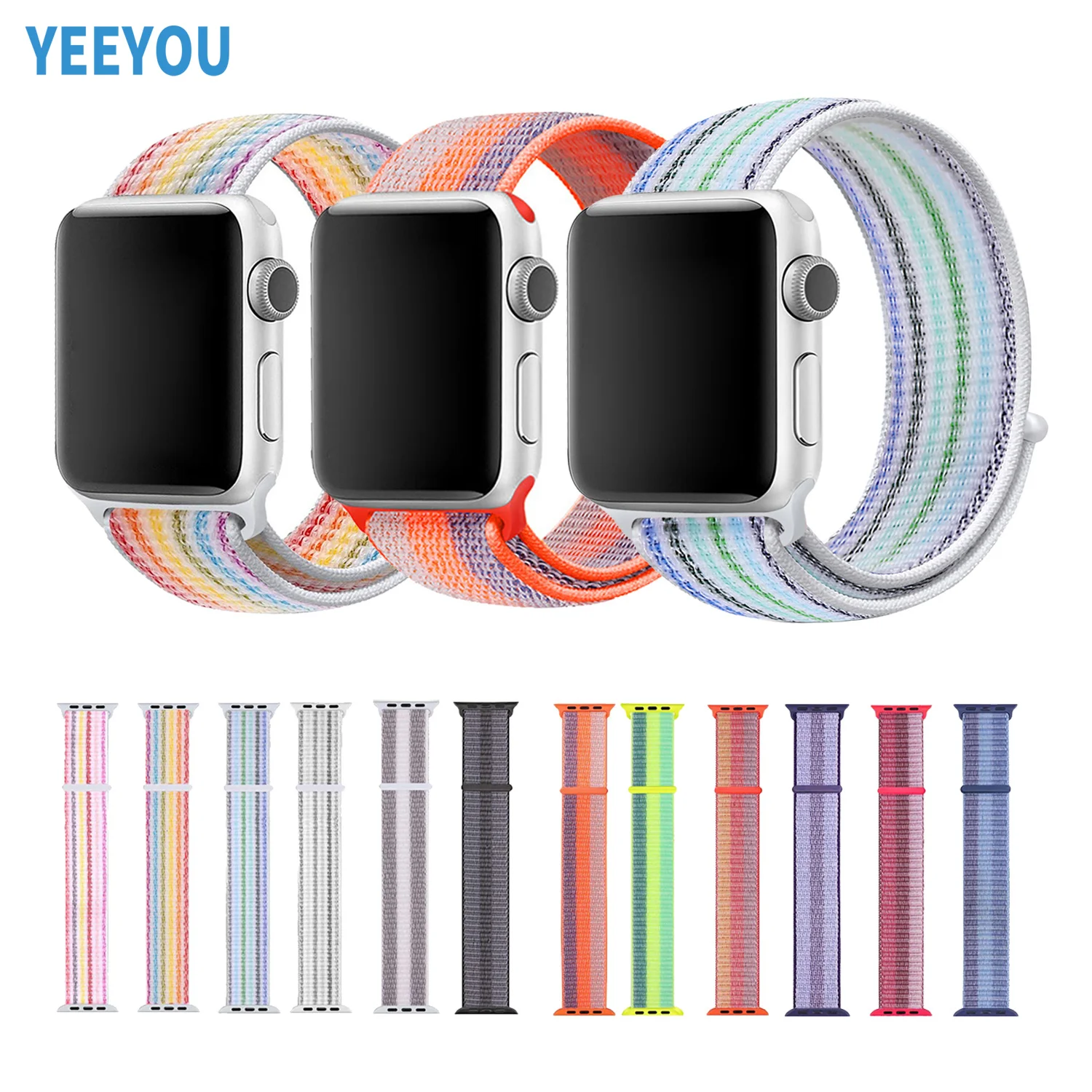 Нейлоновый ремешок YEEYOU для Apple Watch band 38, 40, 41 мм, 42, 44, 45 мм, спортивный браслет-петля для iWatch Series 7, 6, 5, SE