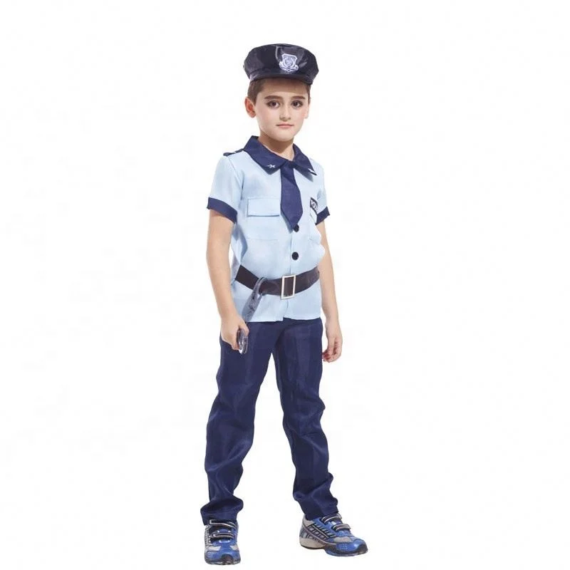 Deluxe police officer costume role play career boys halloween carnival makeup ball party performance fancy dress uniform outfit