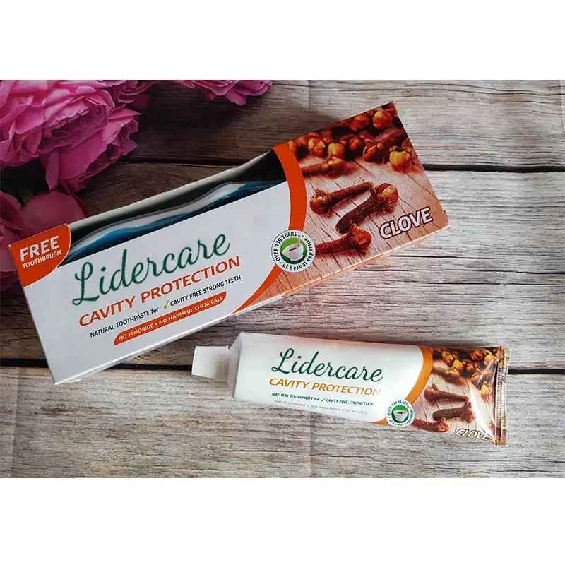 Lidercare Natural No Fluride Cavity Protection Toothpaste Antibacterial Ingredient Clove Toothpaste With Free Toothbrush