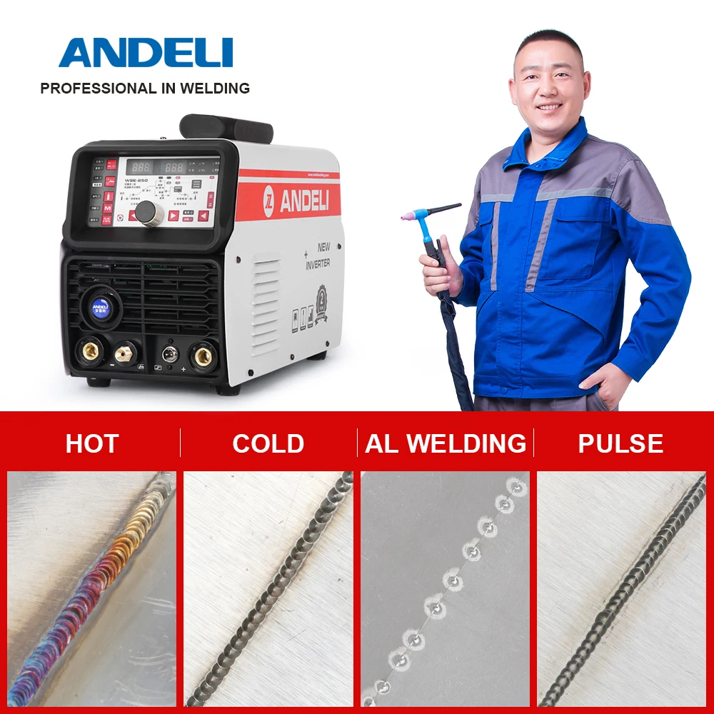  ANDELI TIG-250PL AC DC умный Импульсный сварочный аппарат для холодной сварки TIG алюминий с алюминиевым