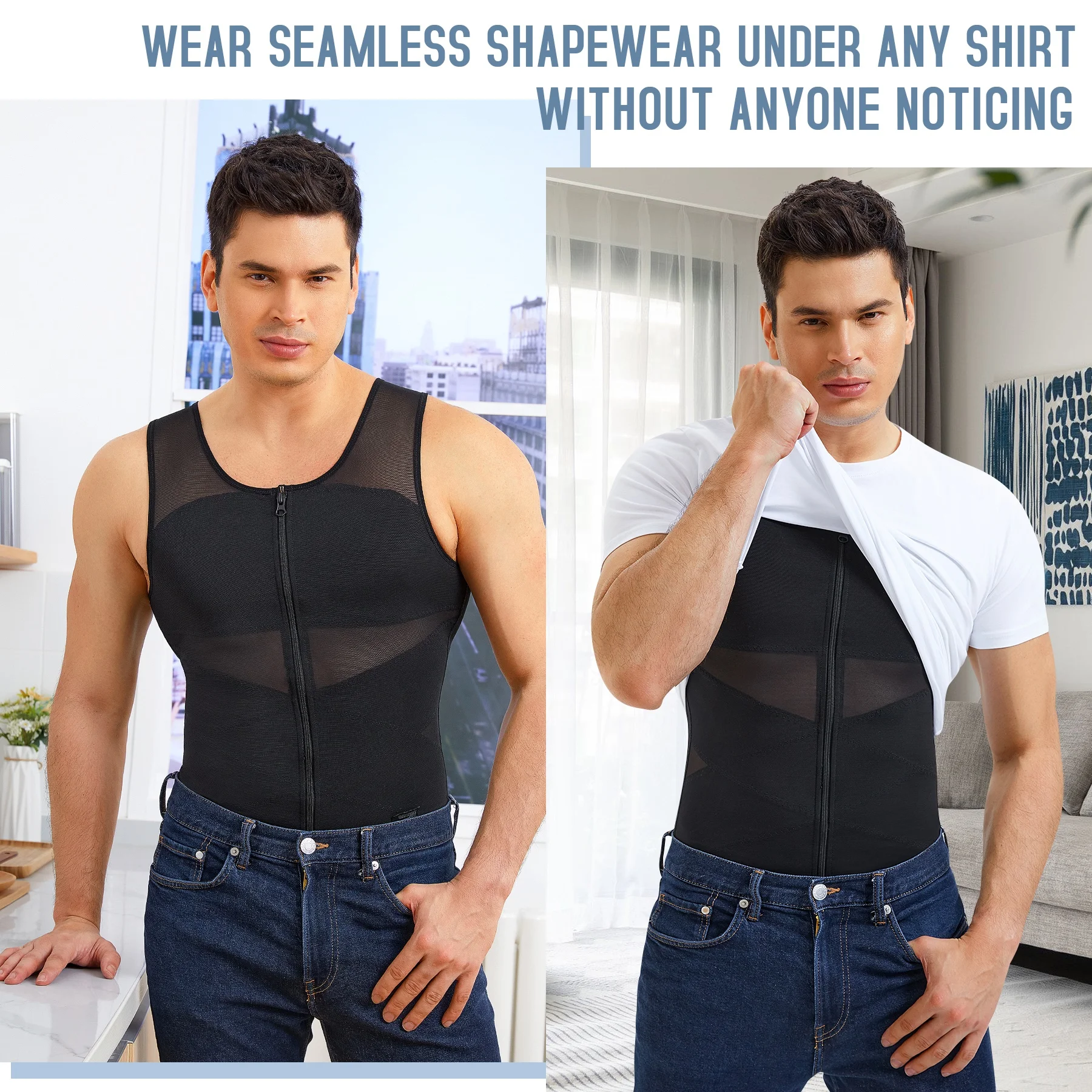 High Quality Gynecomastia Compression Shirts for Men Shapewear Tummy Control Body Shaper Slimming Undershirts