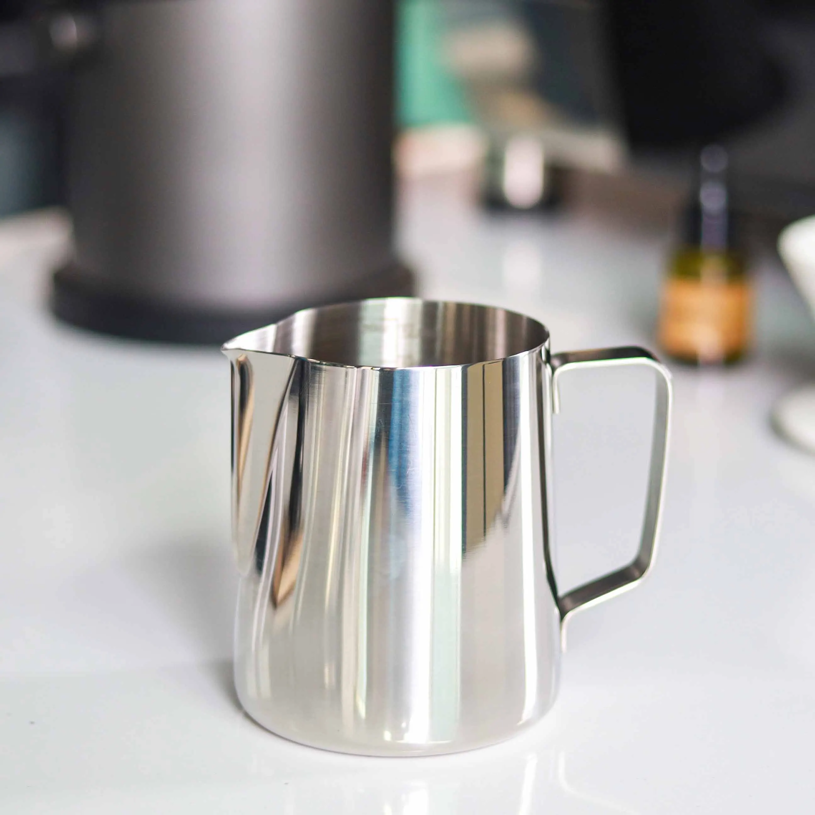 Metal galvanized steel milk pitcher custom made frother pitcher latte art coffee milk jug with handle