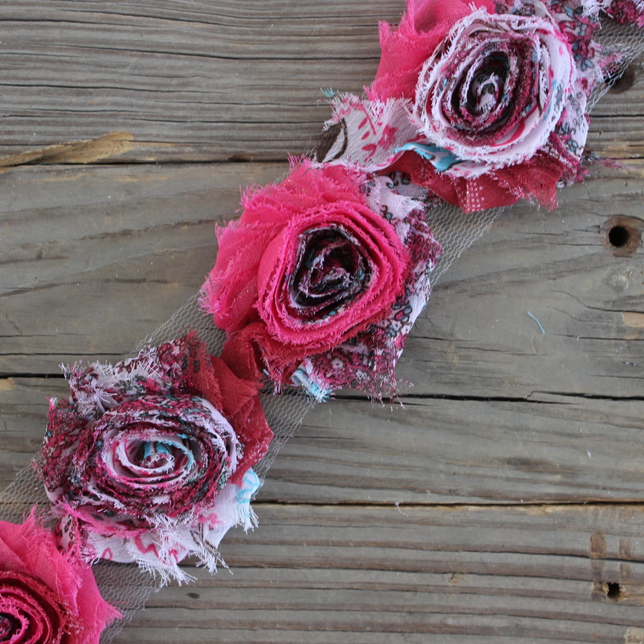 2.5'Chic Shabby Frayed Flower Trim Chiffon Flower For Kids Girl Hair Flowers