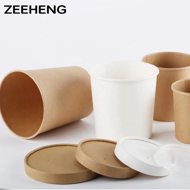 ZEEHENG disposable custom printing paper cup container salad poke bowls kraft paper bowl