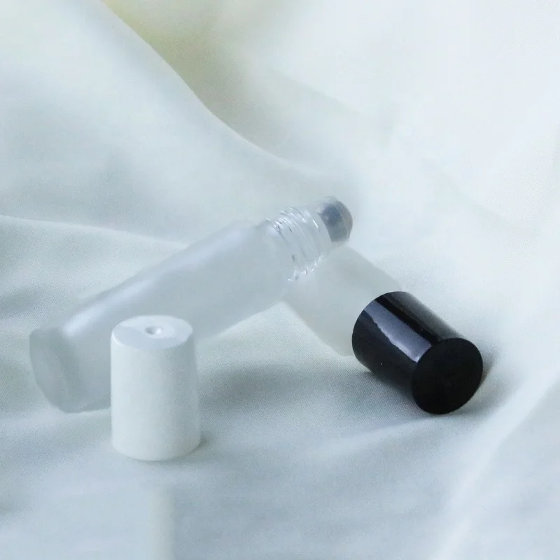 Low MOQ 10 ml Mini Clear Essential Oil Stainless Steel Roller Bottle Perfume Roll On Glass Roller Bottle Packaging (NRB16)