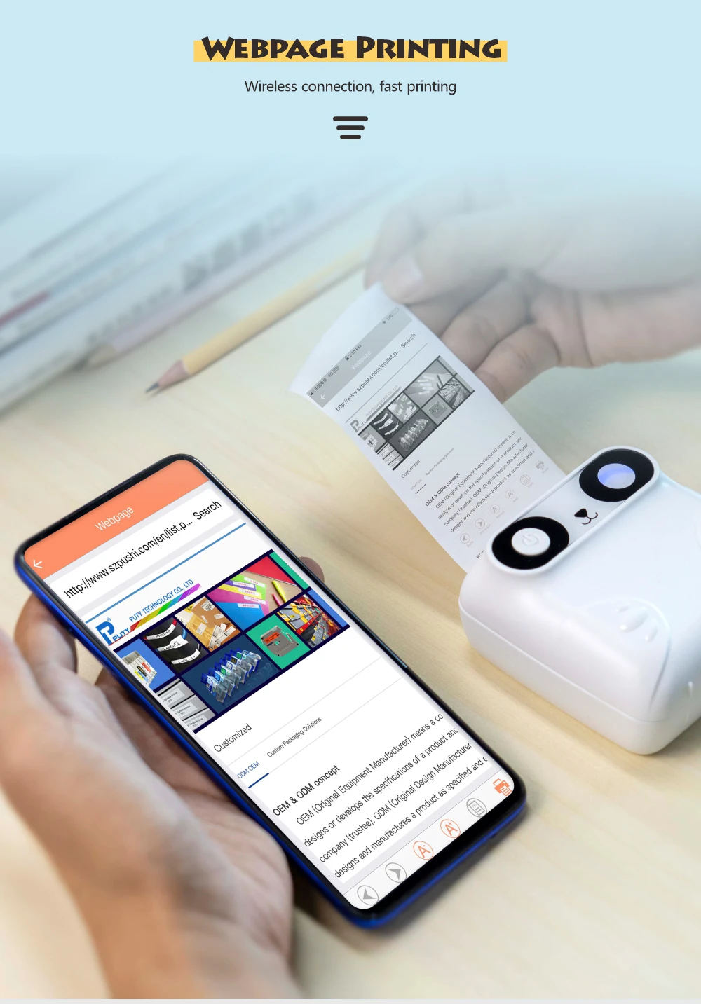 High Quality 58mm 2inch Mini Mobile Portable Wireless Thermal Printer with Free Soft Package