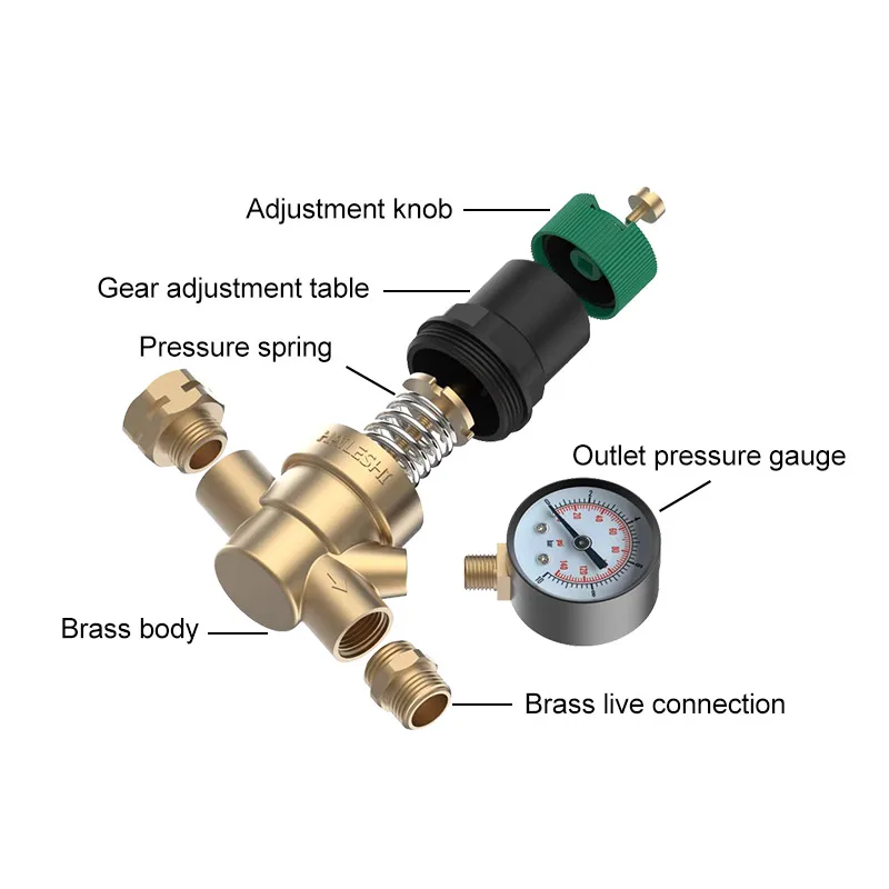 Hight quality Water Pressure Brass Lead-free Adjustable Water Pressure Regulator with Gauge