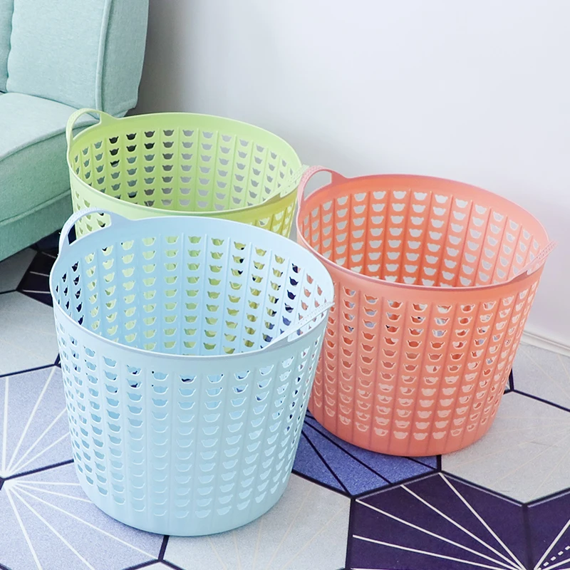 Хит продаж цветная корзина для грязной одежды из полипропилена на заказ пластиковая хранения с ручкой