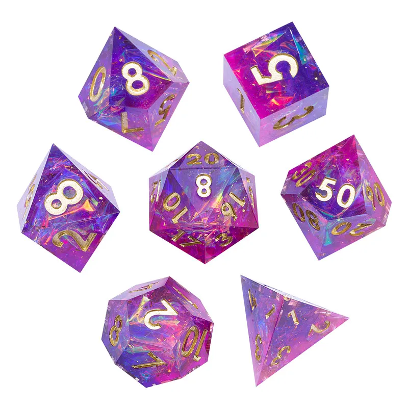 MINI PLANET DND Dice Set Handcrafted Resin Dice with Sharp Edges Dungeons and Dragons Flower Dice D&D For TRPG Board Games