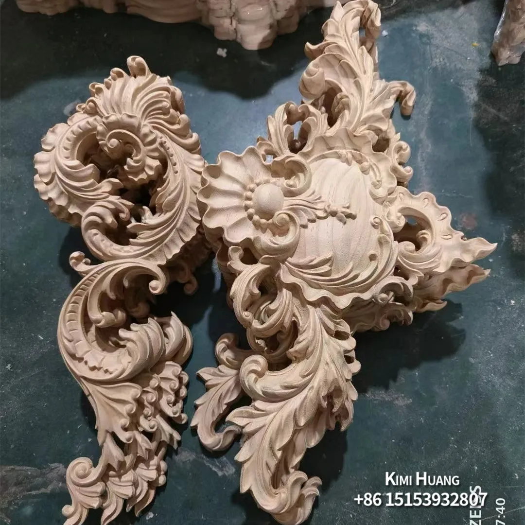Home Interior Designed Wooden Decor carvings Solid Wood Onlays And Appliques 3D for wall and Furnitures