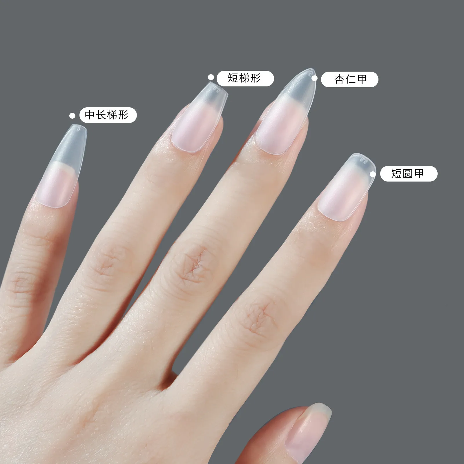 Professional 10 Design 420Pcs/Box Full Cover Clear Short Almond Water Drop Acrylic False Nail Tips