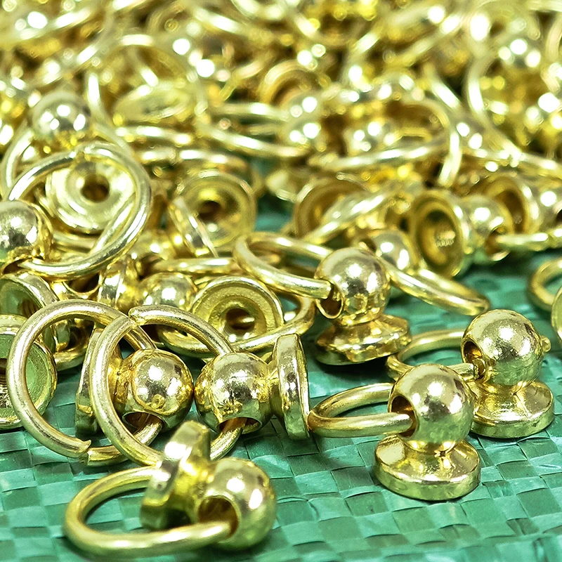 Bag Accessories Screwback Ball Studs Round Head Rivet with Pull Ring for Purse Wallet Phone Case