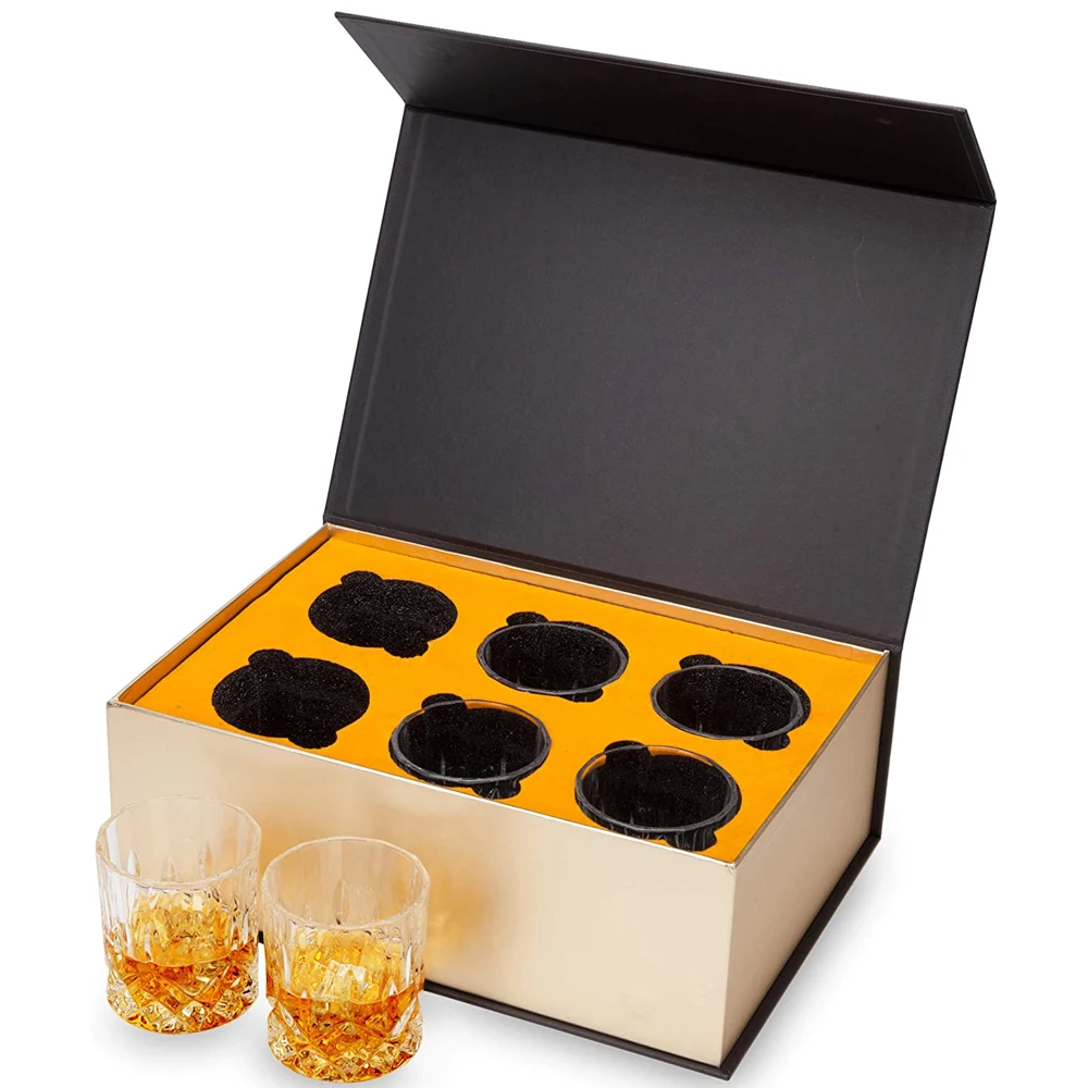 Custom Luxury stemless shot Glass Cups Tumbler Shipping Gift Glass Cup Box Packaging Wine Glass Packaging Box