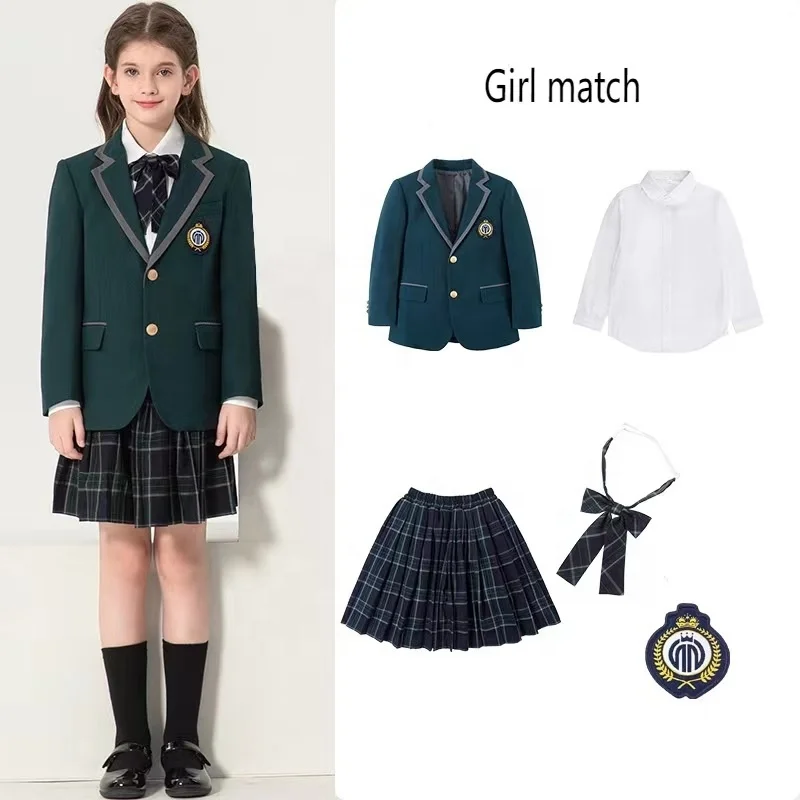 High Quality Kids  Fashion Clothing Beautiful Primary School Uniform Design Blazer and Pants Set 2023