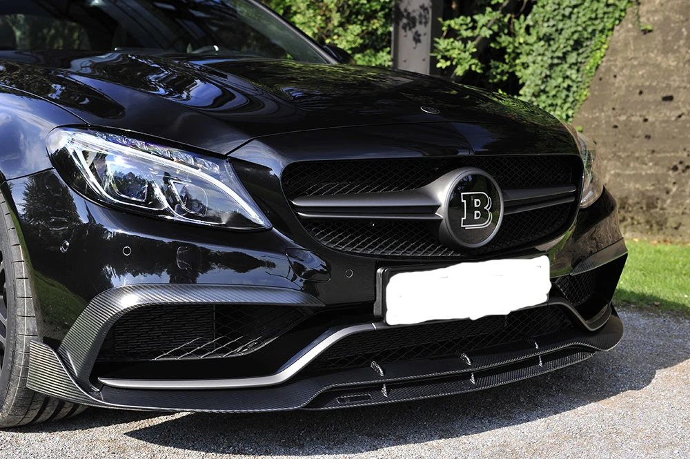 BS Style Carbon Fiber Front Bumper  Lip For  W205 C63 AMG C-Class