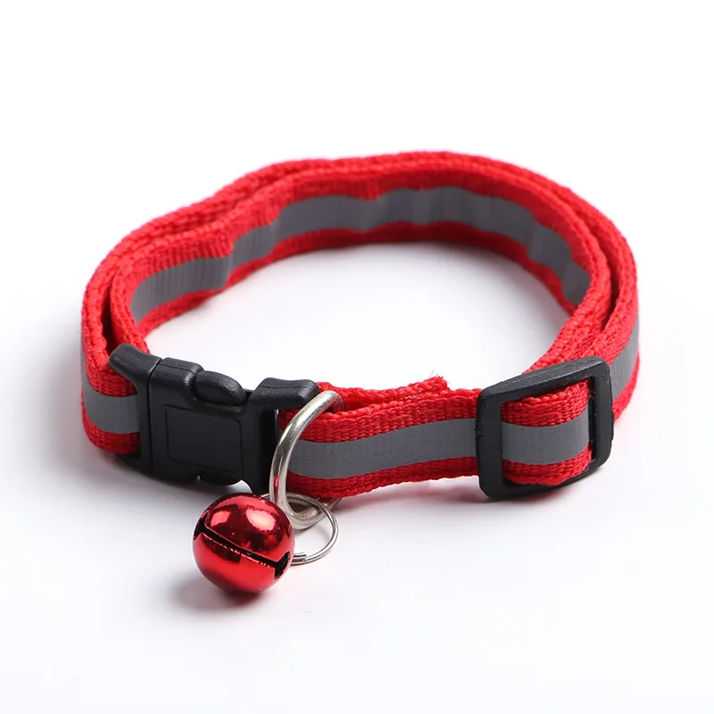 Drop Shipping Pet Black Buttons Reflective Collar Dog Patch Bell Collar Cat Collar