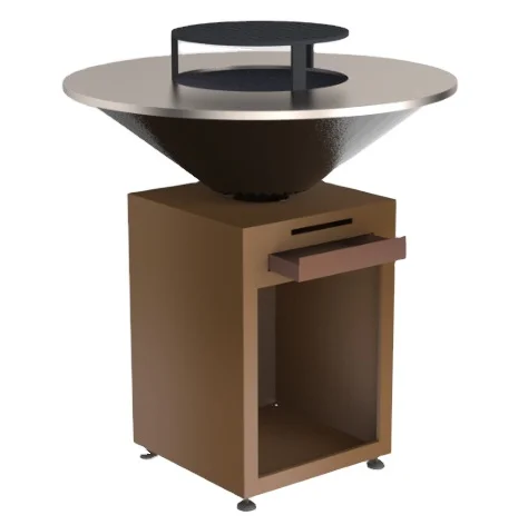 Outdoor corten steel gas fire pit with bbq grills for backyard