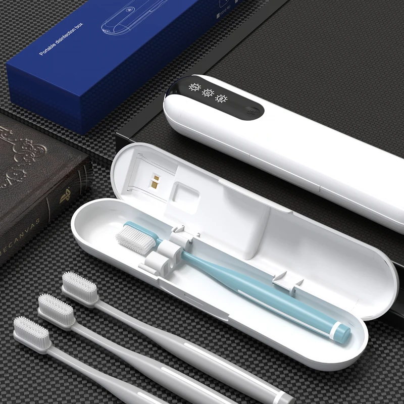 Portable toothbrush Chopsticks spoon storage box with ultraviolet sterilization and drying function Carry UV disinfection lamp