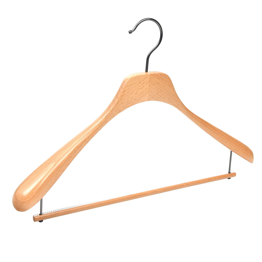 Custom logo branded clothes hanger hotel closet deluxe beech wooden coat hangers for display