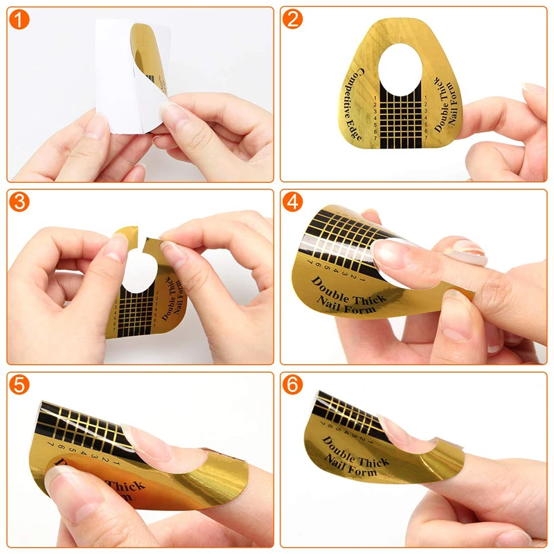 100Pcs/Roll Acrylic Nail Forms Extension Form Guide