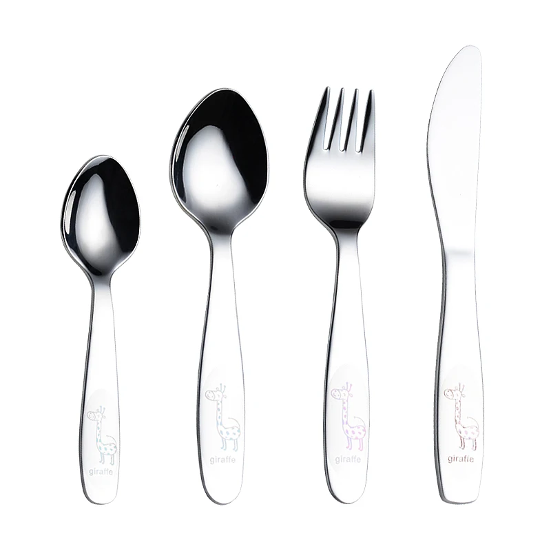 Stainless Steel 18/10  Cute Kid Children Spoon Fork Knife Cutlery Set