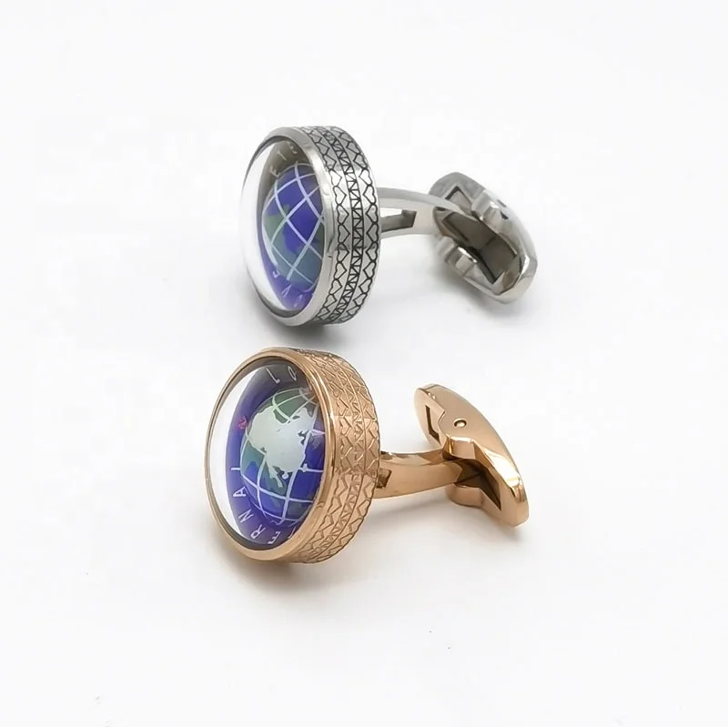 
Supplier Custom Map Cuff Button China Factory 316L Stainless Steel Gold Plated Men Cufflinks Jewellry 