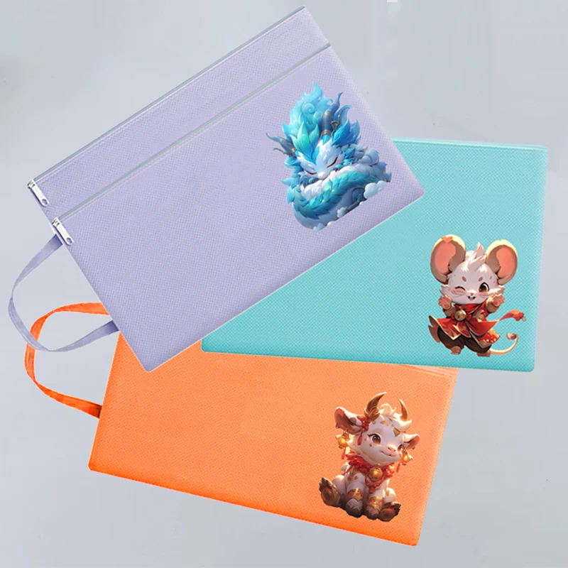 File bag printed ins cartoon bag Cute Widen thick durable double Oxford bag can be customized logo  waterproof yellow pouch