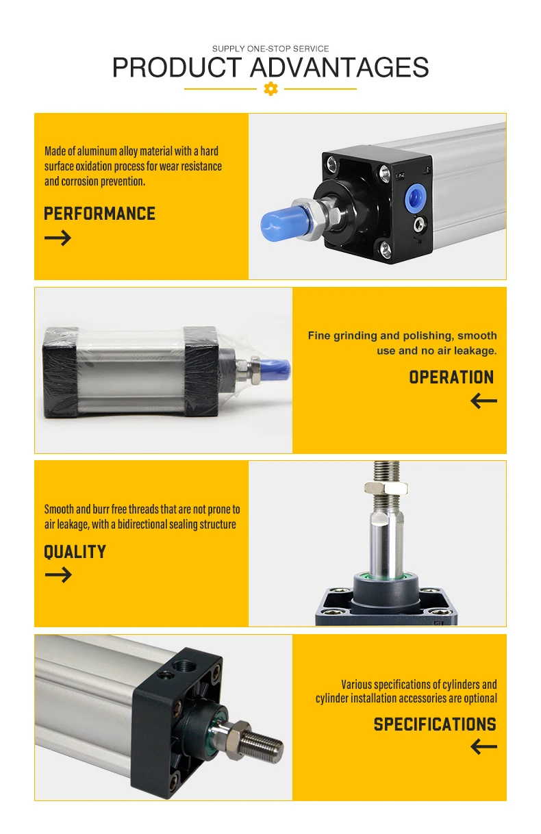 China Factory Air Cylinders QGB Series Tie Rod Standard Double Acting Air Cylinders Pneumatic Cylinders