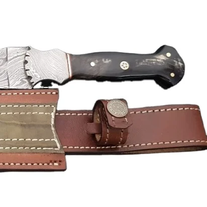 Hunting Knife DAMASCUS Custom MADE Hook Fixed Blade Knives Industrial MHINDUSTRY MH-0988 Non-changeable 5mm PK